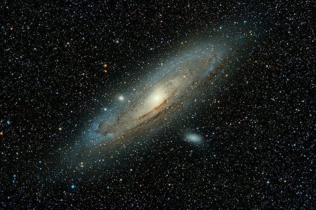 The Andromeda galaxy as seen in the night sky.