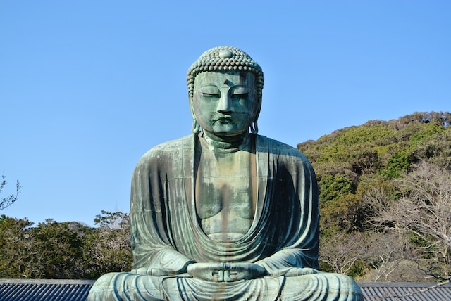 The  Great Buddha of Kamakura in a meditative pose