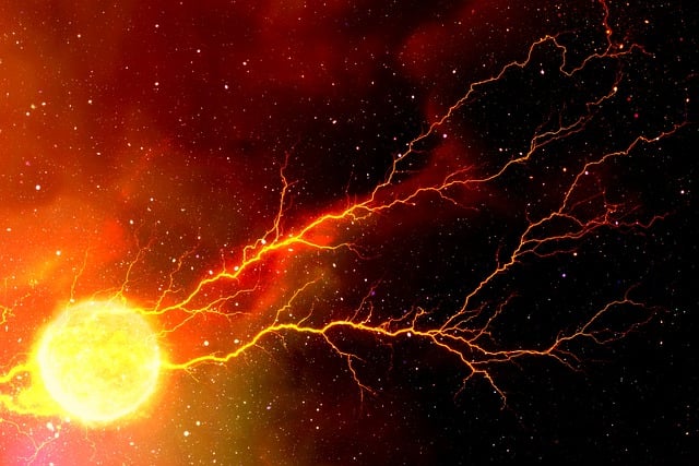 A supernova, emitting intense gamma ray bursts