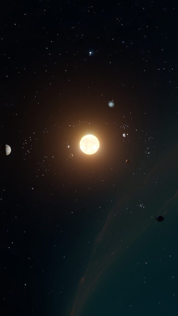 The sun and the planets of the solar system