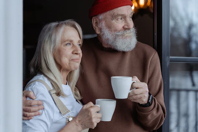 Mature couple enjoying tea together